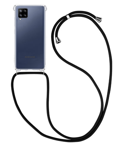 Samsung A12 Hoesje met Koord Backcover Shockproof - Transparant