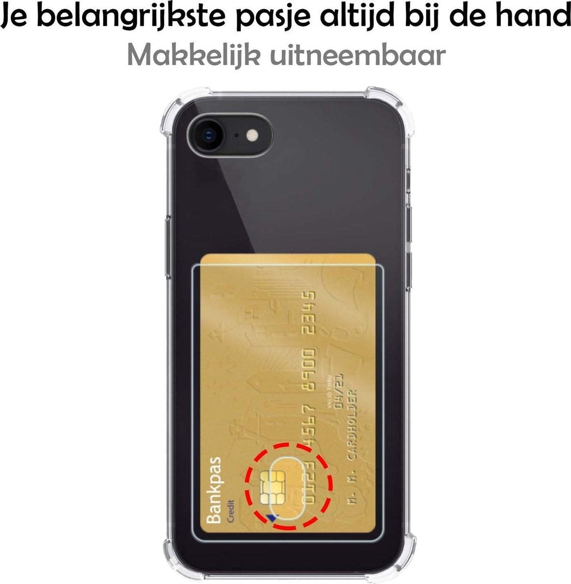 iPhone 7/8 Hoesje met Pasjeshouder Siliconen - Transparant