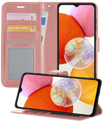 Samsung A14 Hoesje Bookcase Cover met Kaarthouder - Lichtroze