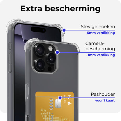 iPhone 16 Pro Max Hoesje Kaarthouder Backcover Shockproof - Transparant
