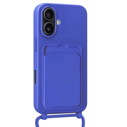iPhone 17 Hoesje Met Telefoonkoord en Pasjeshouder Siliconen - Felblauw