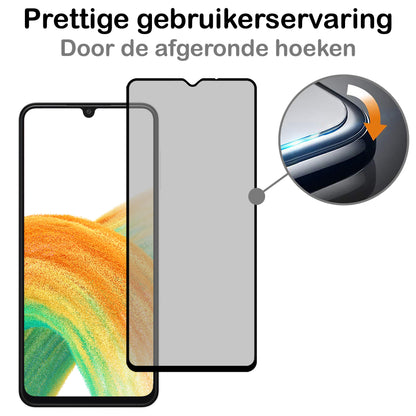 Samsung A33 Screenprotector Gehard Glas - Privacy