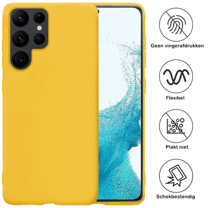 Samsung S22 Ultra Hoesje Siliconen Backcover Lichtgewicht - Geel