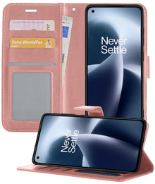 OnePlus Nord 2T Hoesje Bookcase Cover met Kaarthouder - Rosé goud