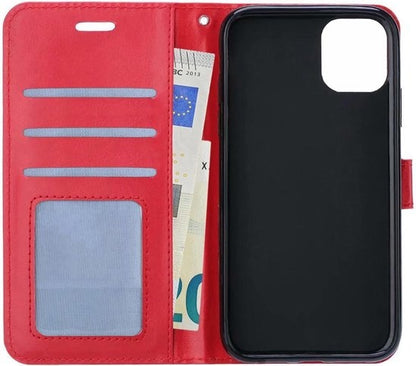 iPhone 12 Mini Hoesje Bookcase Cover met Kaarthouder - Rood