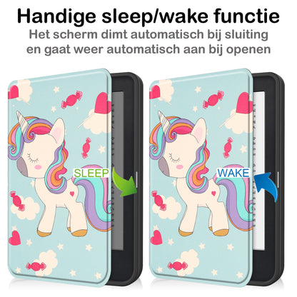 Kobo Clara 2E Bookcase Hoes Shockabsorberend - Eenhoorn