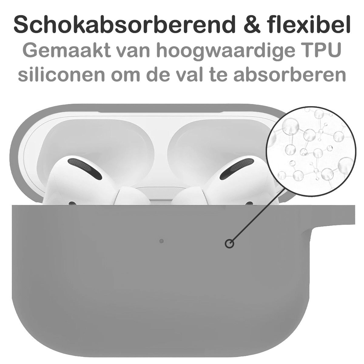 AirPods Pro 2 Hoesje Siliconen met Clip - Grijs