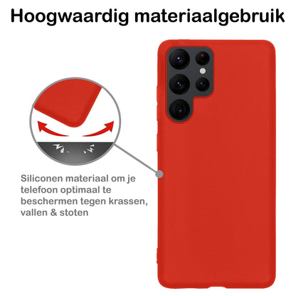 Samsung S22 Ultra Hoesje Siliconen Backcover Lichtgewicht - Rood