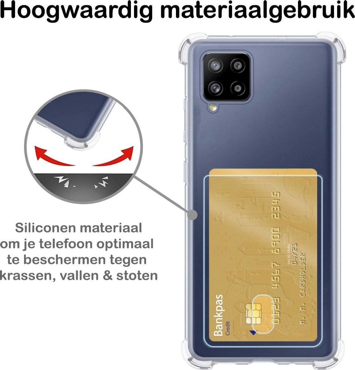 Samsung A42 Hoesje met Pasjeshouder Siliconen - Transparant