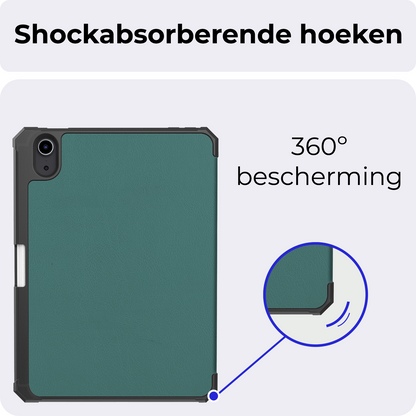 iPad Mini 7 Trifold Bookcase Hoes met Penhouder voor Apple Pen - Donkergroen