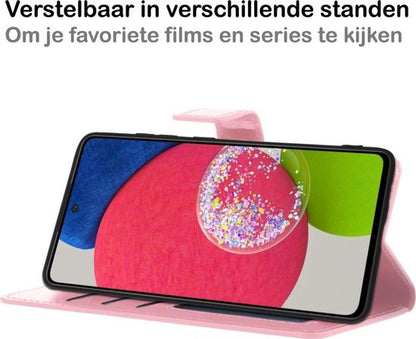 Samsung A52s Hoesje Bookcase Cover met Kaarthouder - Lichtroze