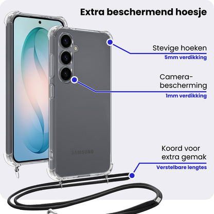 Samsung S26 Plus Hoesje met Koord Backcover Shockproof - Transparant