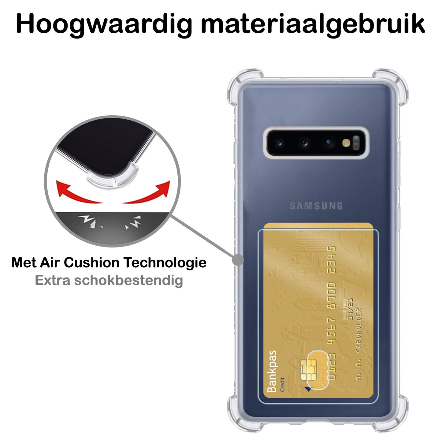 Samsung S10 Hoesje met Pasjeshouder Siliconen - Transparant