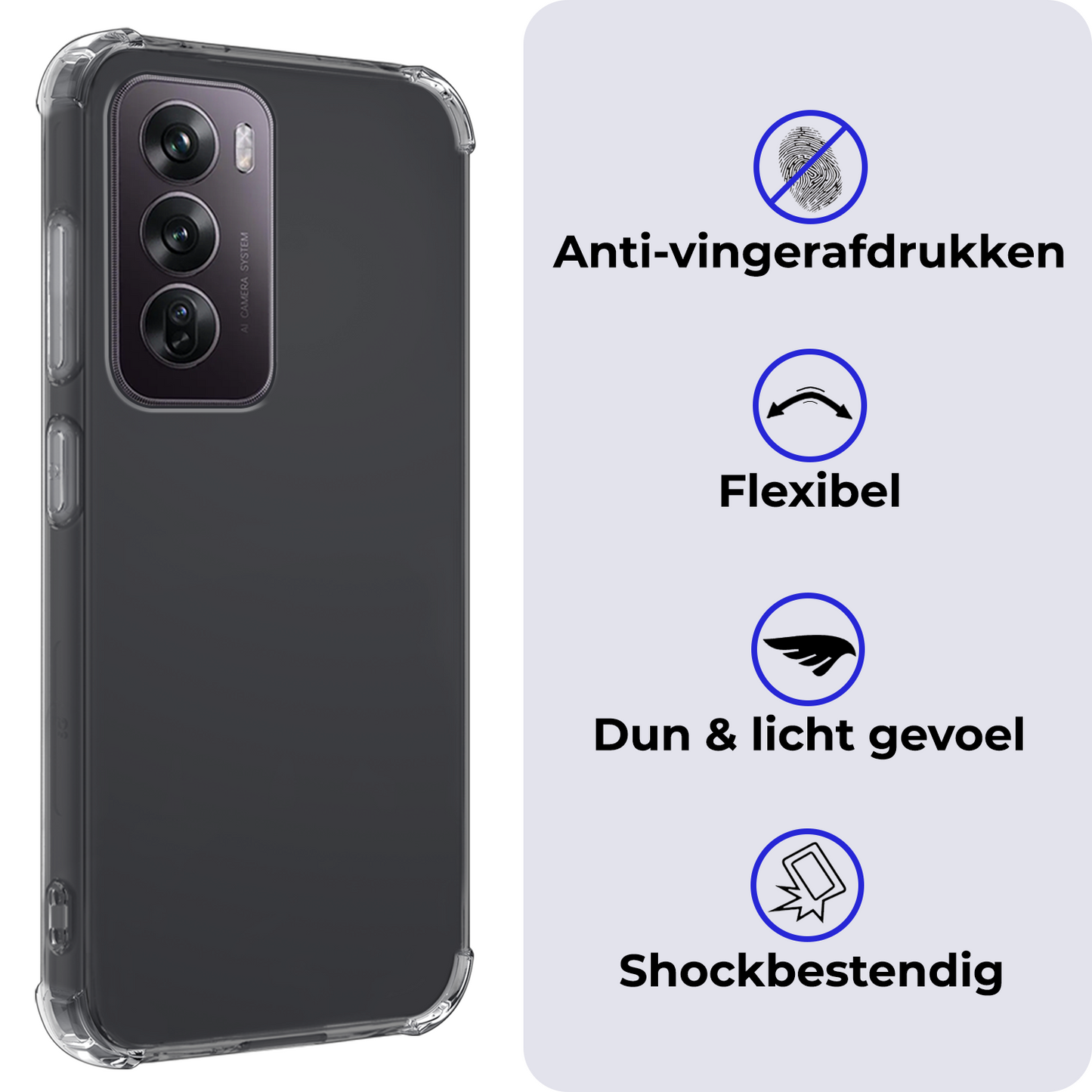 OPPO Reno 12 Pro Hoesje Shock Proof Siliconen - Transparant