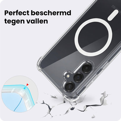 Samsung A55 Hoesje Geschikt voor Magsafe Backcover Shockproof - Transparant