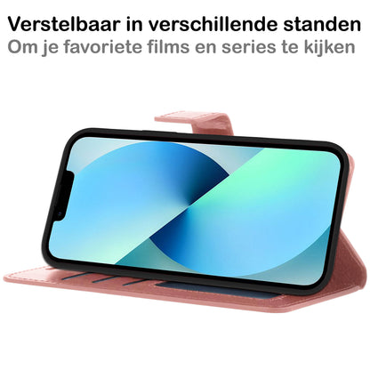 iPhone 13 Pro Max Hoesje Bookcase Cover met Kaarthouder - Rosé goud