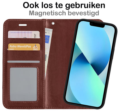 iPhone 13 Mini Hoesje Bookcase Cover Uitneembaar - Bruin