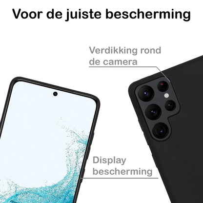 Samsung S22 Ultra Hoesje Siliconen Backcover Lichtgewicht - Zwart
