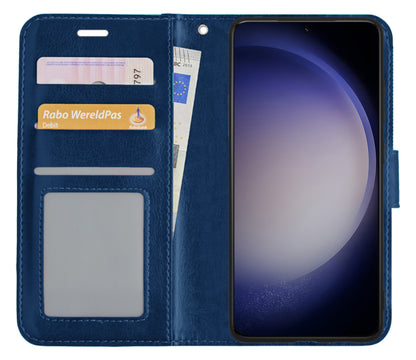 Samsung S23 Ultra Hoesje Bookcase Cover met Kaarthouder - Donkerblauw
