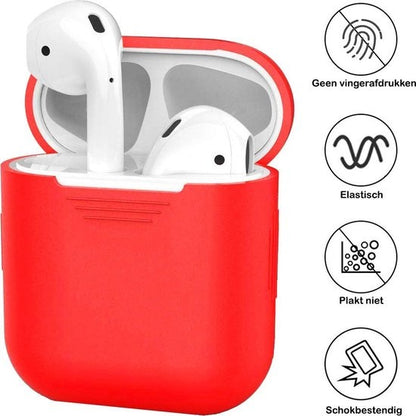 AirPods 1 Hoesje Siliconen met Clip - Rood