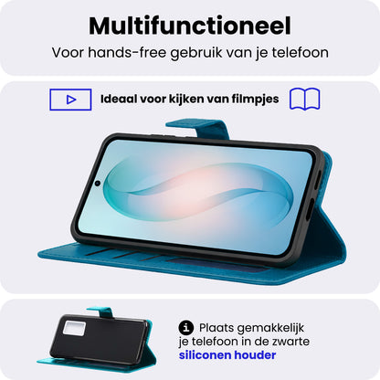 Samsung S26 Plus Hoesje Bookcase Cover met Kaarthouder - Turquoise
