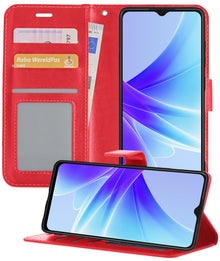 OPPO A17 Hoesje Bookcase Cover met Kaarthouder - Rood