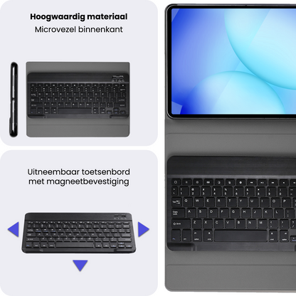 Samsung Galaxy Tab A11 Toetsenbord Hoes met Uitneembaar toetsenbord - Zwart