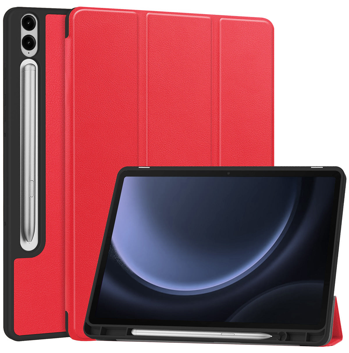 Samsung Galaxy Tab S9 FE Plus Tablethoes Smcpen Met Screenprotector - Rood