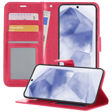 Samsung A55 Hoesje Bookcase Cover met Kaarthouder - Donkerroze