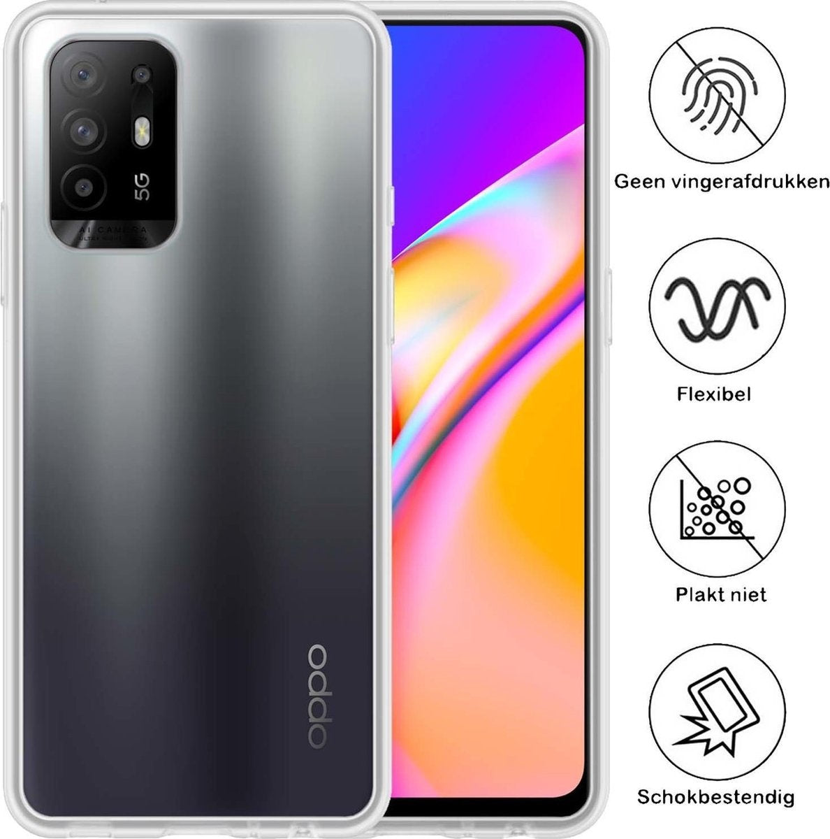 OPPO A94 5G Hoesje Siliconen - Transparant