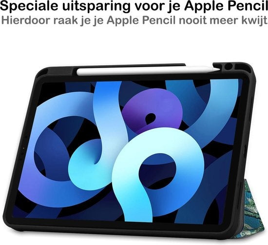 iPad Air 2020 Hoesje Book Case Met Apple Pencil Uitsparing - Bloesem