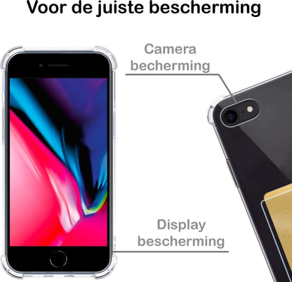 iPhone SE 2020 Hoesje met Pasjeshouder Siliconen - Transparant