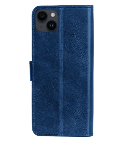 iPhone 15 Plus Hoesje Bookcase Cover met Kaarthouder - Donkerblauw