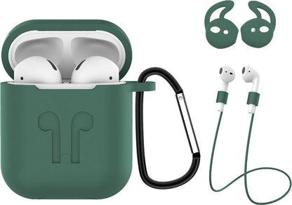 AirPods Hoesje Siliconen 3-in-1 met Clip - Midnight Green