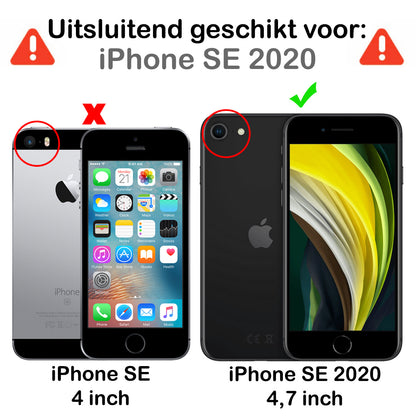 iPhone SE 2020 Hoesje Bookcase Cover met Kaarthouder - Donkerblauw
