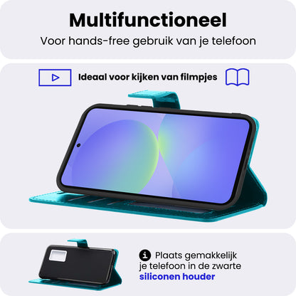 Samsung A36 Hoesje Bookcase Cover met Kaarthouder - Turquoise