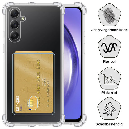 Samsung A54 Hoesje Kaarthouder Backcover Shockproof - Transparant