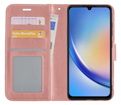 Samsung A34 Hoesje Bookcase Cover met Kaarthouder - Rosé goud