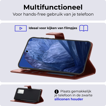 Google Pixel 8a Hoesje Book Case Kunstleer - Bruin