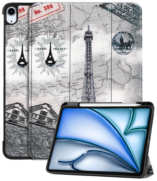 iPad Air 2024 (11 inch) Hoesje Book Case Met Apple Pencil Uitsparing - Eiffeltoren