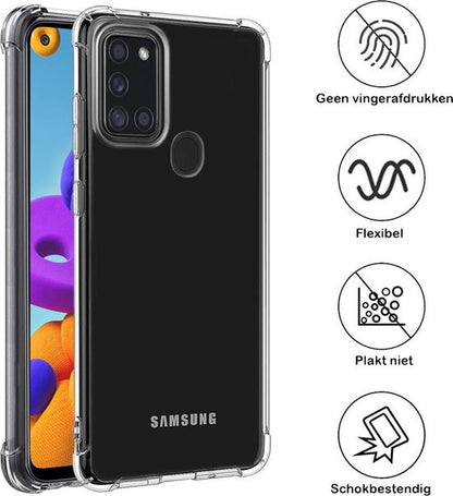 Samsung A21s Hoesje Shockproof Backcover Siliconen - Transparant