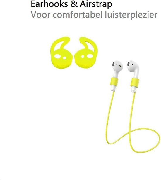 AirPods Hoesje Siliconen 3-in-1 met Clip - Geel