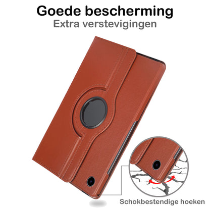 Samsung Galaxy Tab A8 Trifold Bookcase Hoes 360 Graden Draaibaar - Bruin