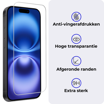 iPhone 16 Screenprotector Gehard Glas - Volledige dekking