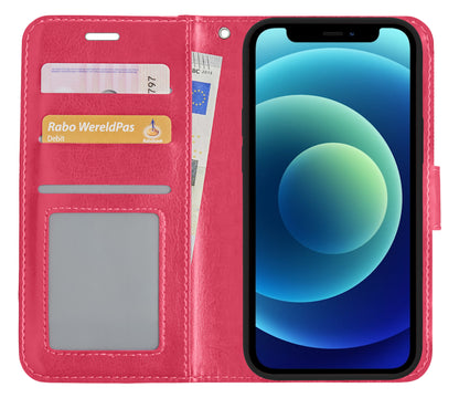 iPhone 12 Pro Max Hoesje Bookcase Cover Uitneembaar - Donkerroze