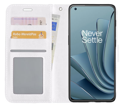 OnePlus 10 Pro Hoesje Bookcase Cover met Kaarthouder - Wit