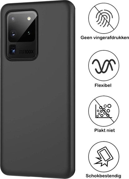 Samsung S20 Ultra Hoesje Siliconen Backcover Lichtgewicht - Zwart