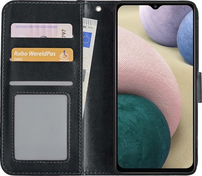 Samsung A12 Hoesje Bookcase Cover met Kaarthouder - Zwart