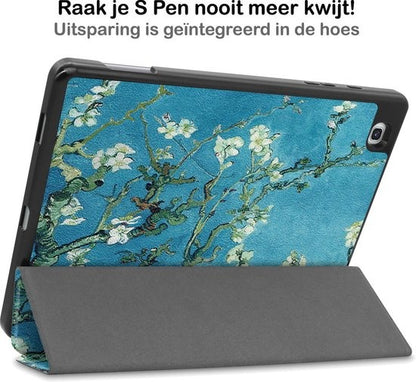 Samsung Galaxy Tab S6 Lite Trifold Bookcase Hoes met Penhouder voor S Pen - Bloesem