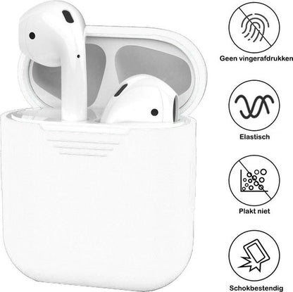 AirPods 1 Hoesje Siliconen met Clip - Wit